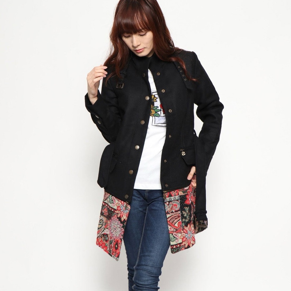 Desigual Convertible Wool Tapestry Coat Like New!
